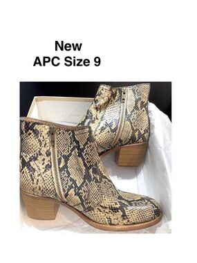 New A.P.C .Style F5-1008 ankle boots SNAKE MUTICO tan size 9 ⭐️⭐️⭐️⭐️⭐️